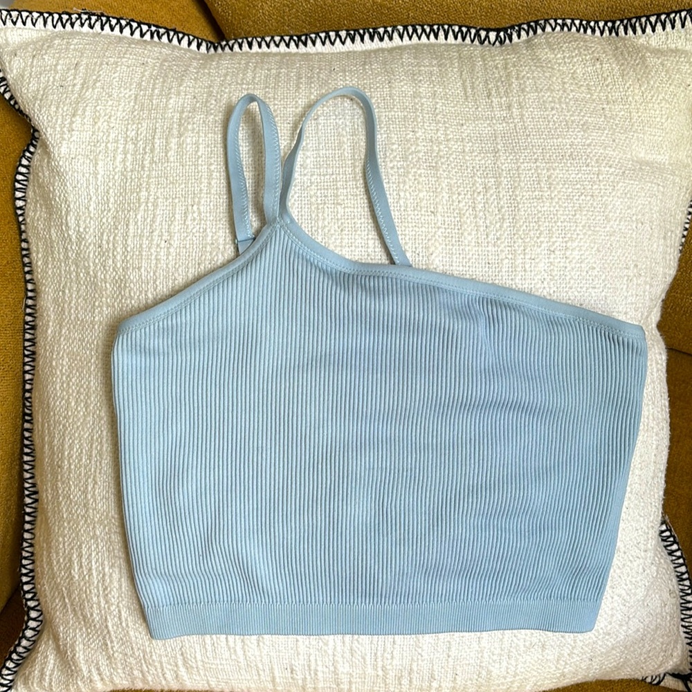 NWOT Aerie Ribbed One Shoulder Seamless Longline Bralette - Picture 5 of 11